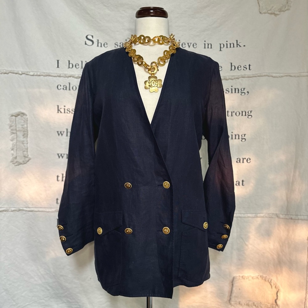 Vintage Chanel Linen Blazer Sz 42
